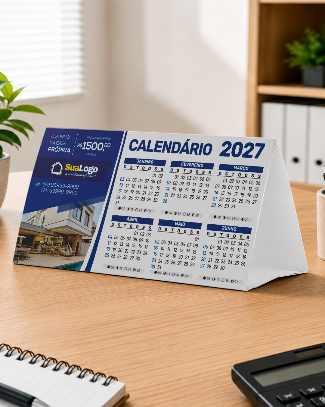 Calendário Triangular Modelo Azul 01 Calendário Triangular - Imagem 1